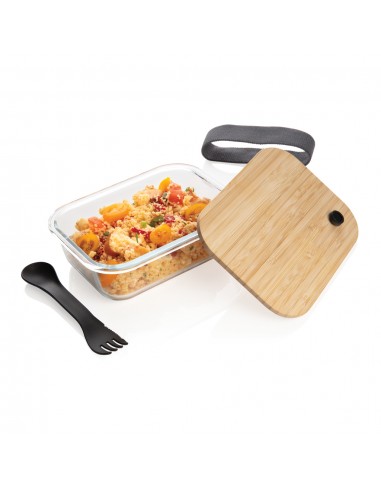 Glas madkasse med bambus låg