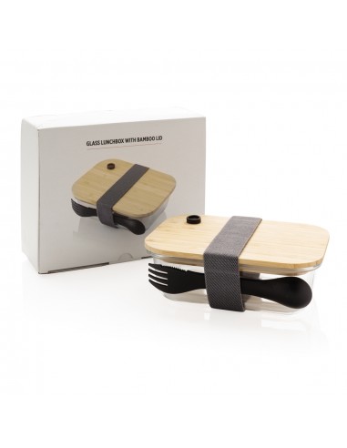 Glas madkasse med bambus låg