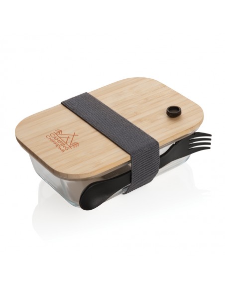 Glas madkasse med bambus låg