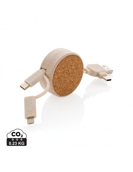 Kork & hvedestrå - 6 i 1 udtrækkeligt kabel