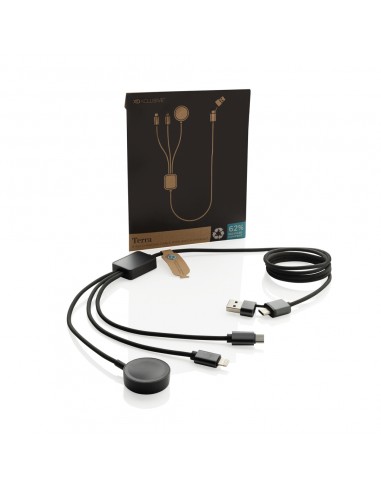 Terra RCS rPET 6-i-1 ladekabel med ur-oplader