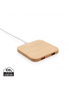 5W trådløs bambus oplader med USB