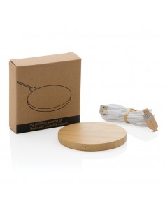 5W trådløs bambus oplader, rund 2