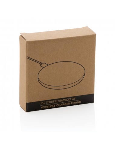 5W trådløs bambus oplader, rund