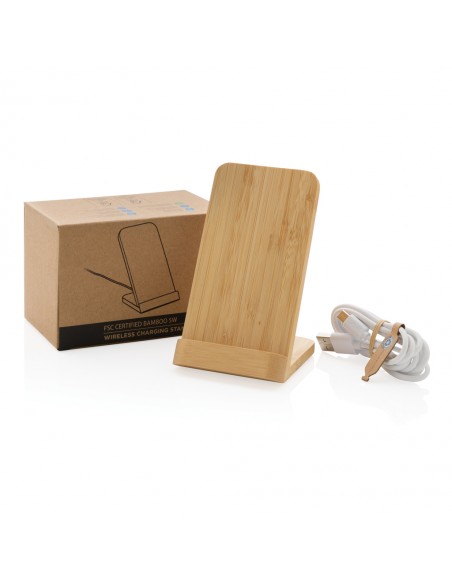 Holder med bambus & 5W trådløs opladning
