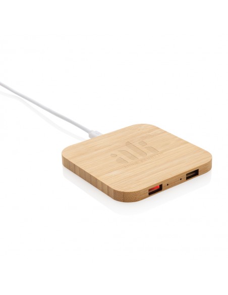 Bambus 10W trådløs oplader med USB