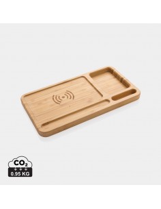 Bambus 10W trådløs oplader & skrivebords organizer
