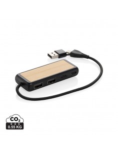 Link RCS USB-hub i genanvendt plast og bambus med to indgang
