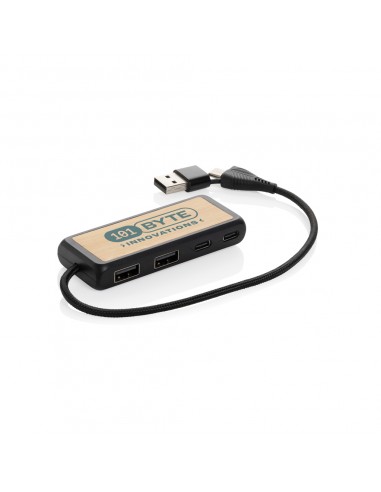Link RCS USB-hub i genanvendt plast og bambus med to indgang