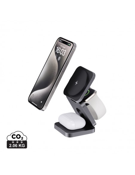 Terra RCS genanvendt aluminium foldbar 3 i 1 15W oplader