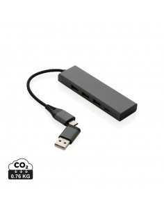 Terra HUB med 3 USB-porte, RCS genanvendt aluminium