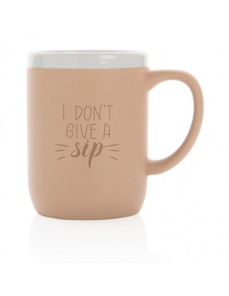 Keramisk krus med hvid kant 300ml.