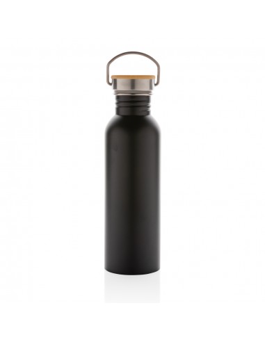 Moderne rustfrit stål flaske med bambus låg