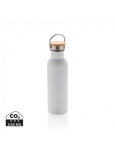Moderne rustfrit stål flaske med bambus låg