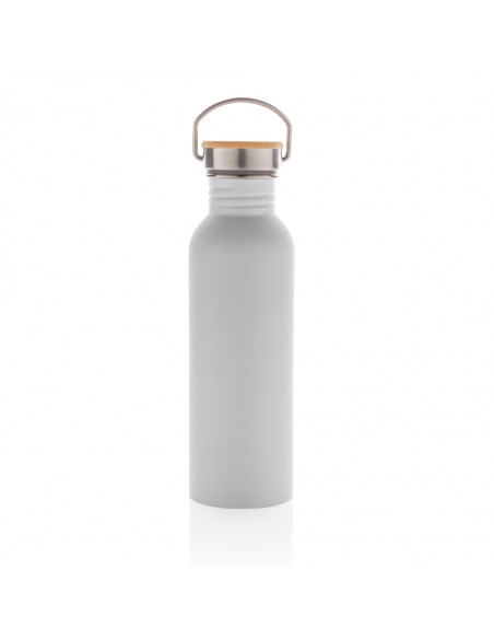 Moderne rustfrit stål flaske med bambus låg