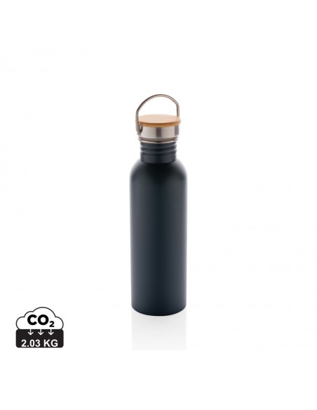 Moderne rustfrit stål flaske med bambus låg