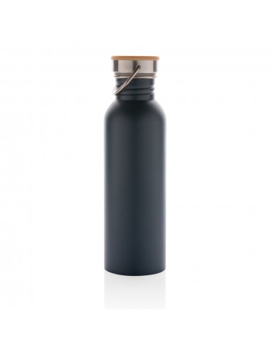 Moderne rustfrit stål flaske med bambus låg