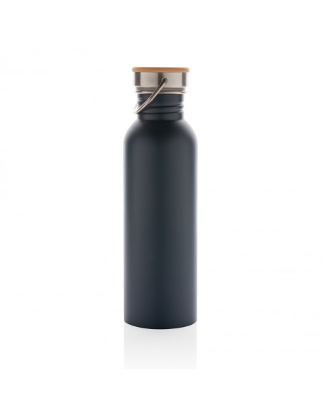 Moderne rustfrit stål flaske med bambus låg