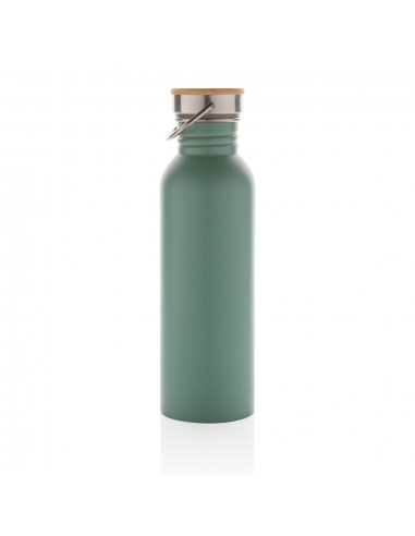 Moderne rustfrit stål flaske med bambus låg