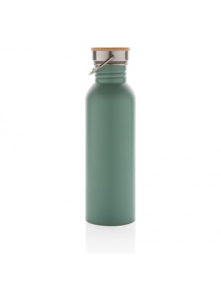 Moderne rustfrit stål flaske med bambus låg