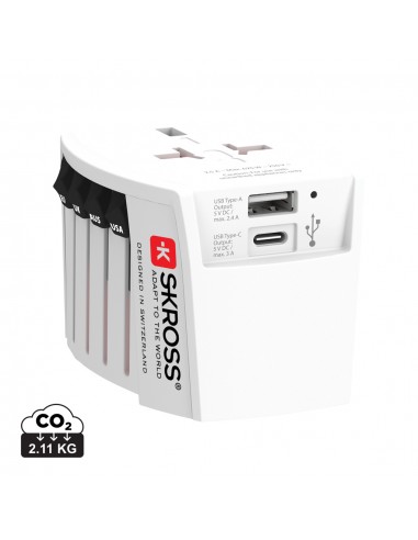 SKROSS World Travel Adapter MUV 2-pole USB (1 USB C 1 USB A)