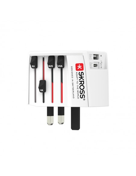 SKROSS World Travel Adapter MUV 2-pole USB (1 USB C 1 USB A)