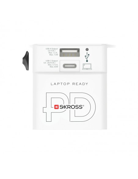 SKROSS World Travel Adapter MUV 65W PD med USB C kabel